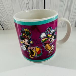 Vintage Disney Coffee Mug Mickey & Minnie Salsa Dance mariachi Purple Applause